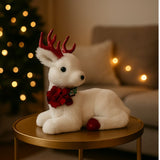 Renna Seduta 23 cm con Paillettes Rosse Decorazione Natalizia DY244042C