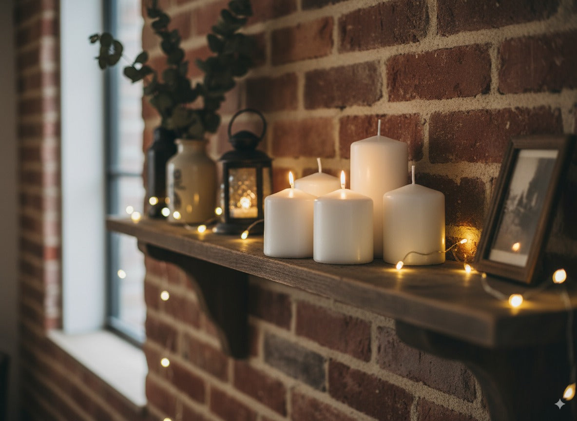 Set 4 candele bianche 48 g  Candele decorative classiche per casa HDZL0480004-W