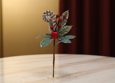 Spillone Natalizio con Melograno, Bacche e Candito 30 cm  Colore Casuale