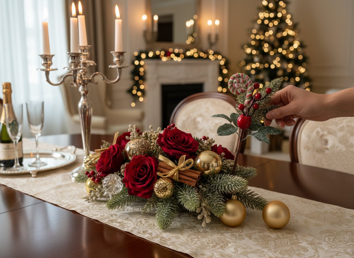 Spillone Natalizio con Melograno, Bacche e Candito 30 cm  Colore Casuale