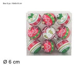 Set 9 Palle di Natale 6 cm Decorate  Box PVC Colorato
