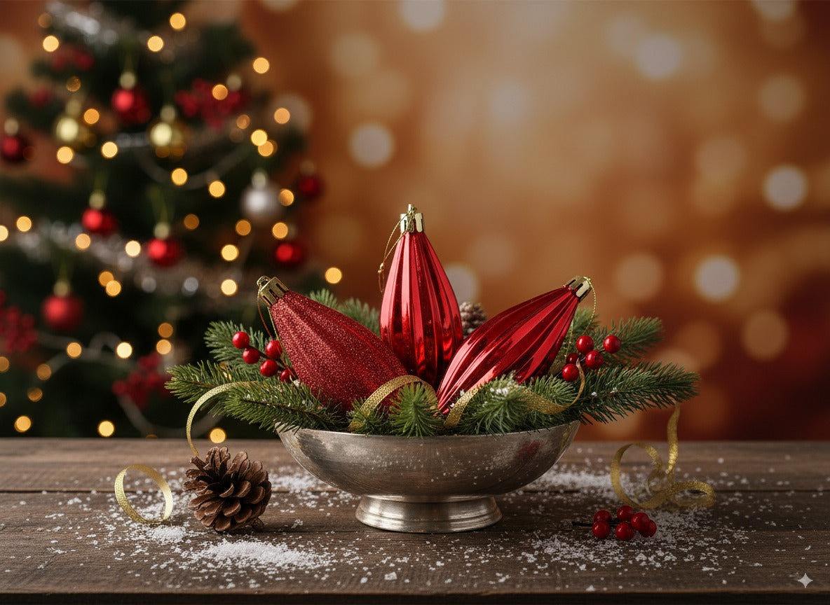 Set 3 appendini goccia rosso 12 cm in box PVC Decorazioni natale SS5791-3PCS-RED