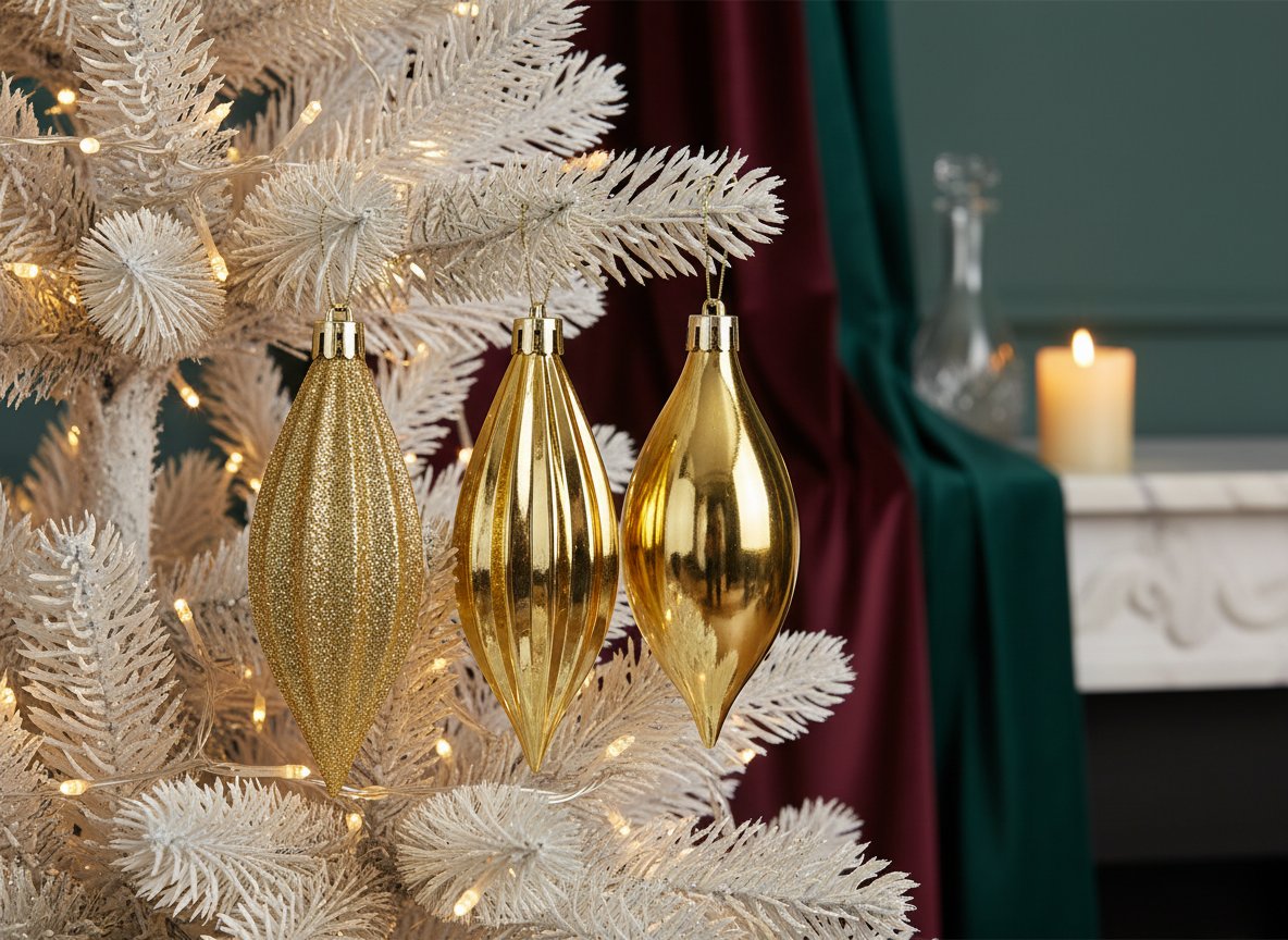 Appendini Goccia Natale 12cm Oro Lucido  Set 3pz in Box PVC