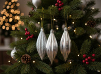 Set 3 appendini goccia argento 12 cm box PVC Decorazioni natalizie SS5791-3PCS