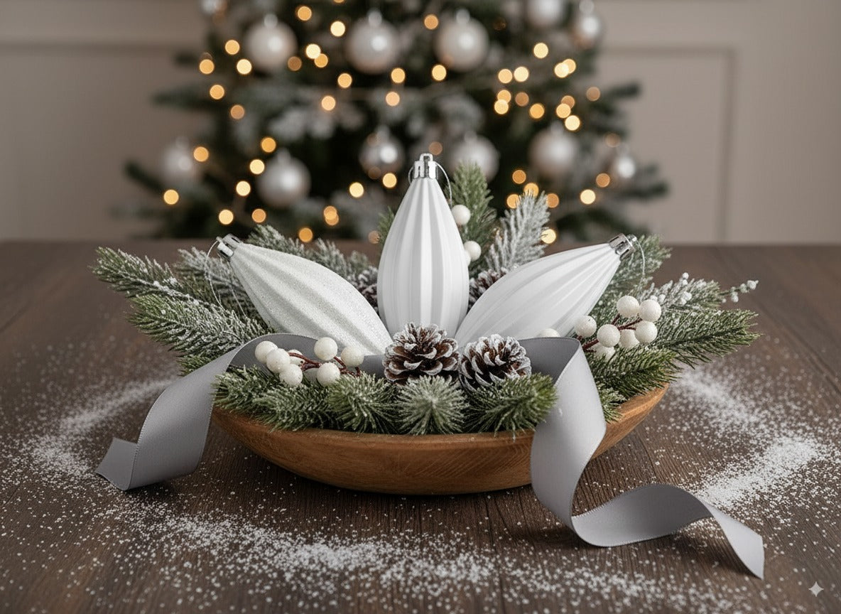 Set 3 appendini a goccia bianchi 12 cm in box PVC  Decorazioni nataleSS5791-3PCS