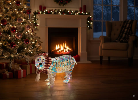 Orso Rainbow luminoso 42x32 cm con luci LED a batteria Decorazione natale