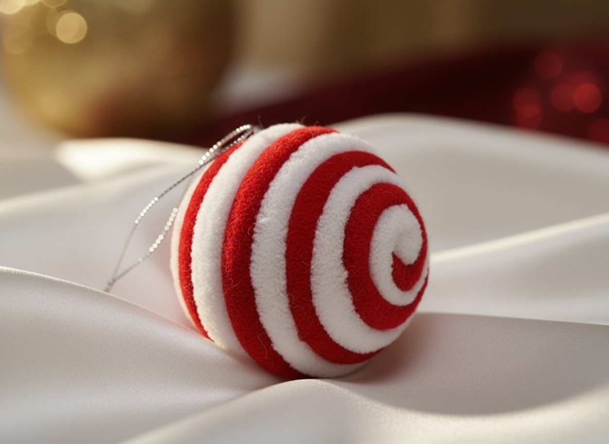 Palle di Natale in Lana Rosso e Bianco 6 cm  Set 6 Pezzi in Box PVC