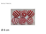 Palle di Natale in Lana Rosso e Bianco 6 cm  Set 6 Pezzi in Box PVC