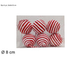 PALLA 8CM LANA ROSSO BIANCA SET 6PZ IN BOX PVC