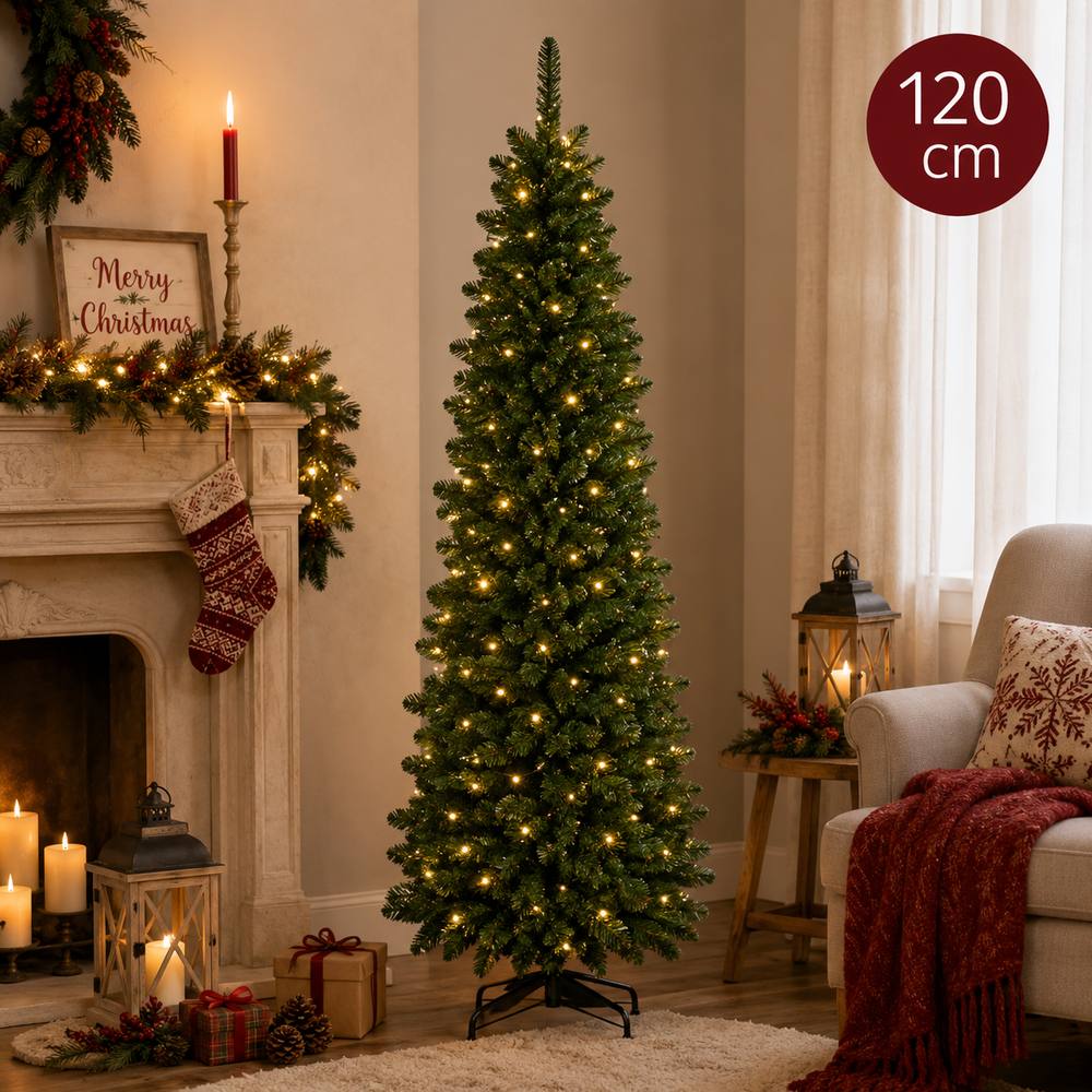 Albero di Natale Slim 120 cm Verde 160 Punte  Salvaspazio