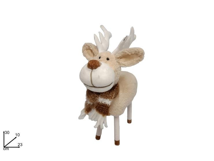 Renna Beige con Sciarpa 30 cm  Decorazione Natalizia Morbida e Accogliente