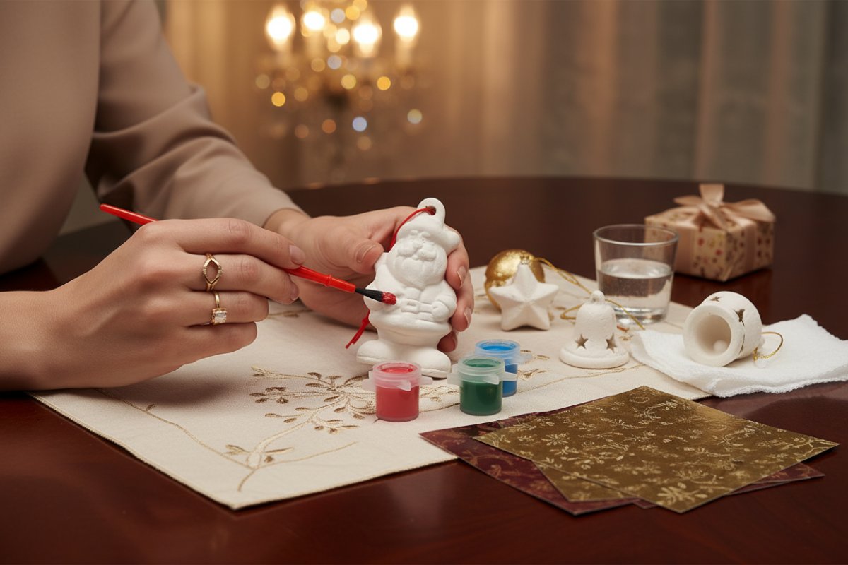 Babbo Natale Decoupage con 3 Colori e Pennello Kit da Dipingere Natalizio