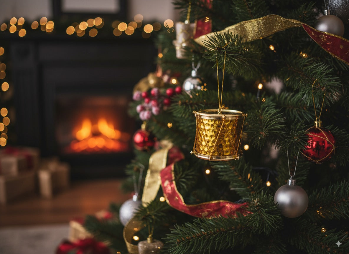 Set 4 appendini tamburi oro 3 cm Decorazioni natalizie  eleganti DF4-14937