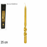 Candele Torciglione Oro 25 cm  Set 2 Pezzi Laminati in Box