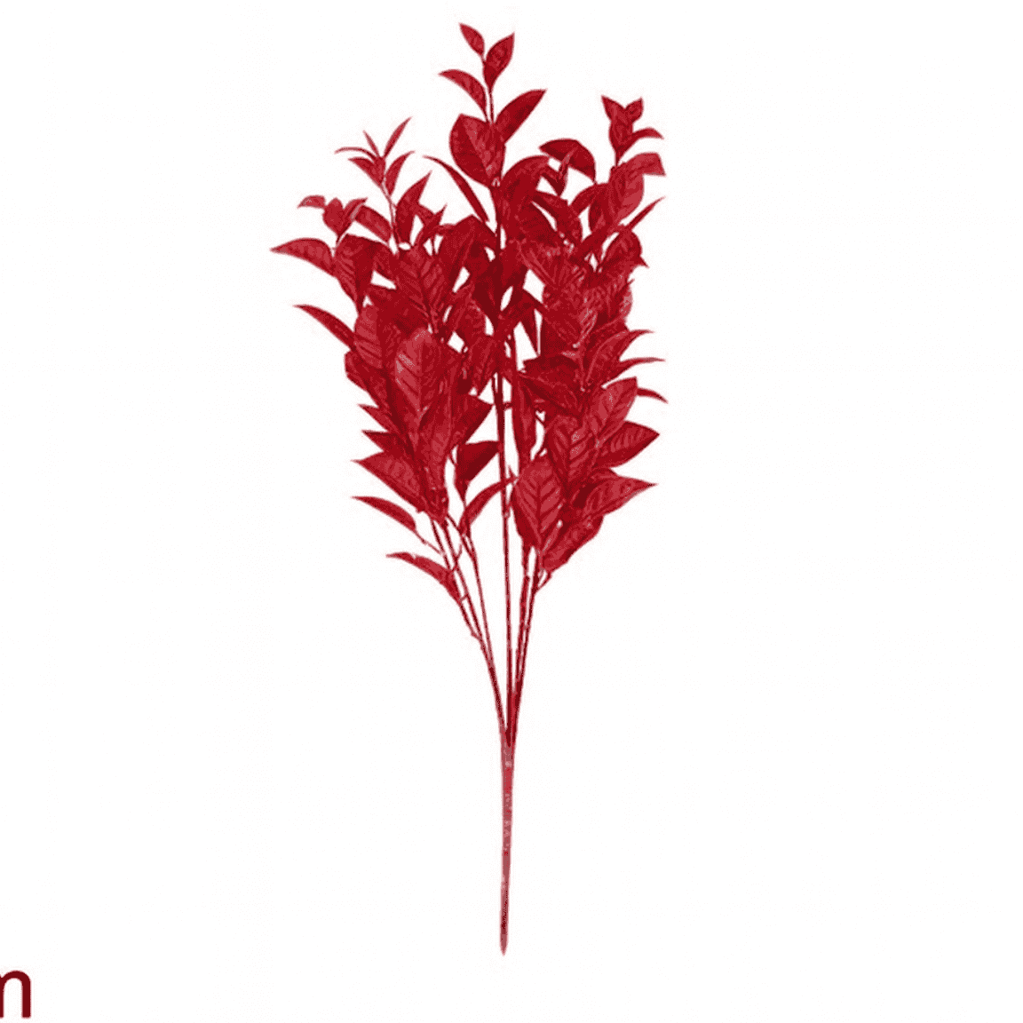 Stelo Foglie Glitterate Rosso 37cm  Decorazione Natalizia Elegante XDX24-24G/RE