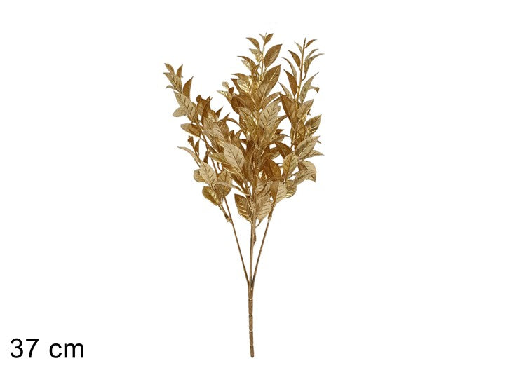 Stelo con Foglie Glitterate Oro 37 cm fiori  XDX24-24G/GOLD
