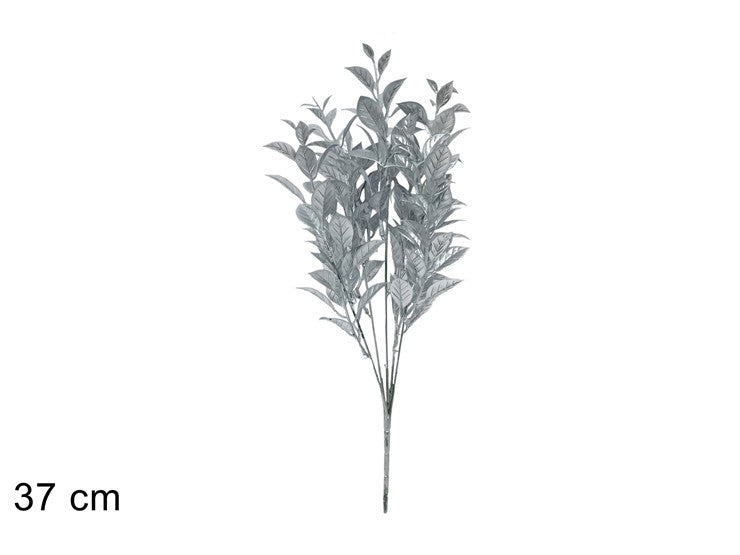 Stelo con Foglie Glitterate Argento 37 cm  XDX24-24G/SILVER