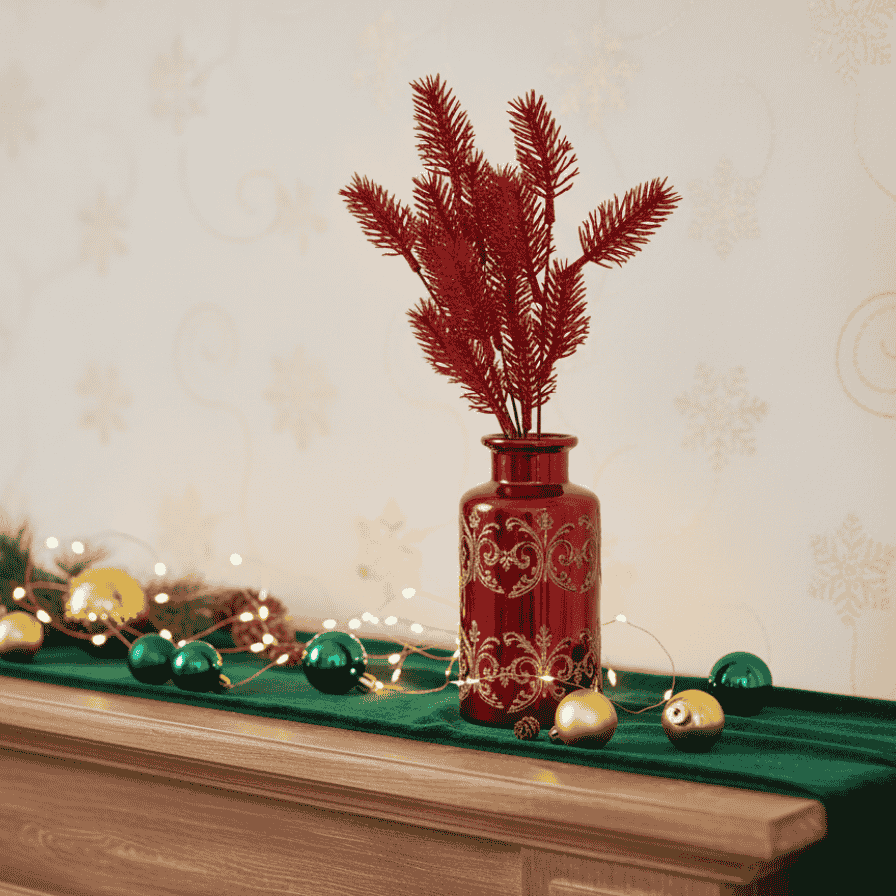 Stelo Rametti Glitterati Rossi 34 cm  Decorazione Natalizia  XDX24-36G/RED