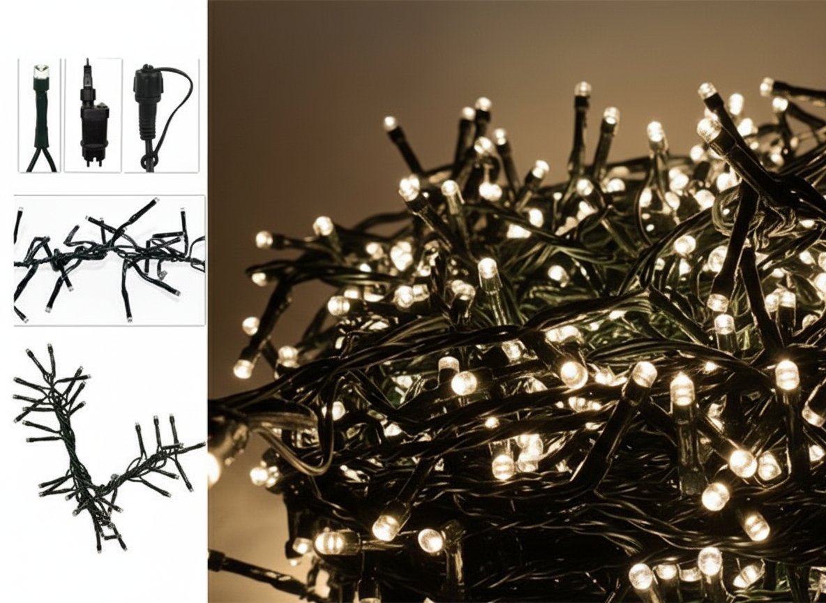 Minilucciole 120 LED Bianco Caldo 1,2m Ramificate Prolungabili  Uso Interno/Est