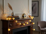 Filo 10 LED con Palline Oro 2,5 cm  1 m a Batterie, Decorazione Luminosa
