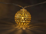 Filo 10 LED con Palline Oro 2,5 cm  1 m a Batterie, Decorazione Luminosa