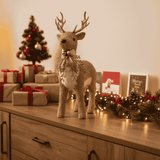 Renna Natalizia 54 cm con Decoro Oro in Cocco  Decorazione Elegante LX00018