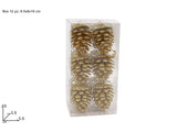 Appendino Pigne Glitterate Oro  Set 12 Pezzi in Box PVC FL-186/GO