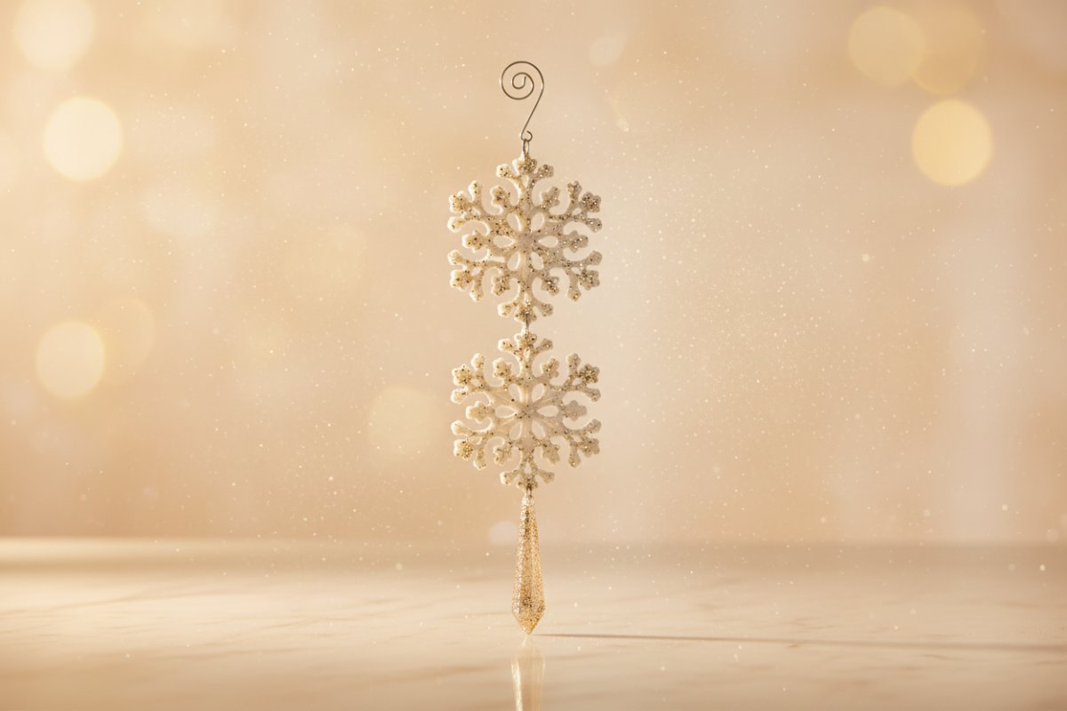 Appendino Fiocchi di Neve Pendente 28 cm Champagne Decorazione Natalizia Elegant