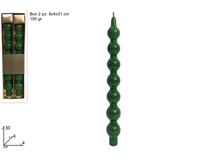 CANDELE PALLINE 30CM 150GR X 2PZ VERDE FA20469-7A/GREEN