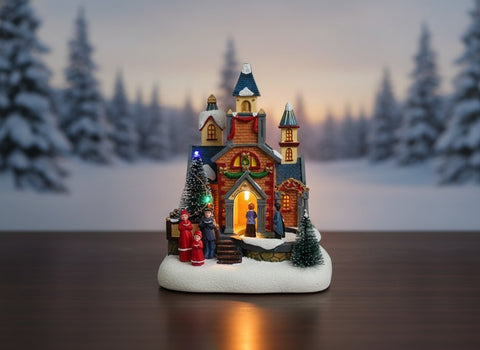 Giostrina Natalizia con Luci, Musica e Movimento Villaggio Luminoso 22,5 cm