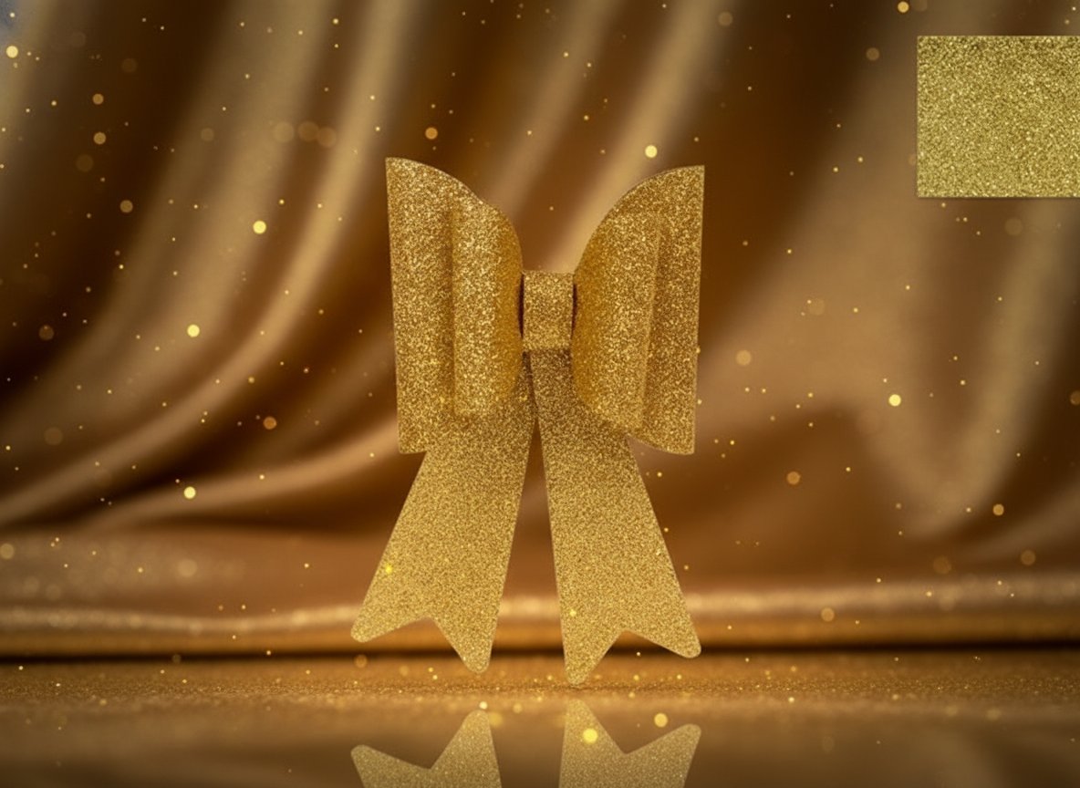 Fiocco Doppio Glitterato Oro 24 cm Decorazione Natalizia Elegante