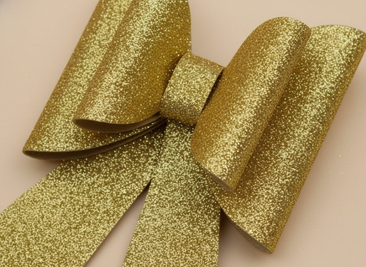 Fiocco Doppio Glitterato Oro 24 cm Decorazione Natalizia Elegante