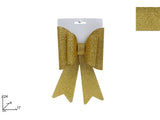 Fiocco Doppio Glitterato Oro 24 cm Decorazione Natalizia Elegante