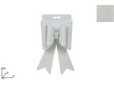 Fiocco Doppio Glitterato Bianco 24 cm  Decorazione Natalizia Elegante
