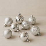 Palline Albero di Natale Bianche 18pz Ø 5/6/7cm Box Piramide PVC JNP2501-3