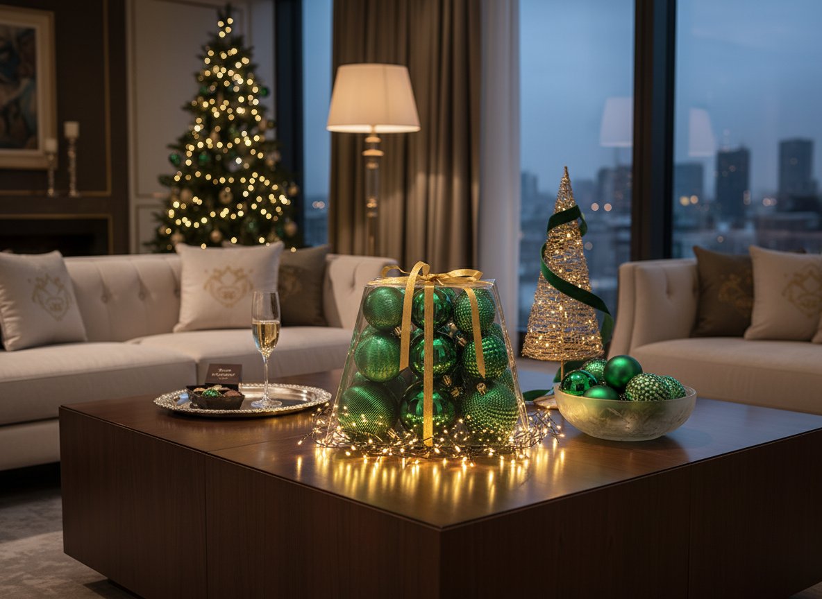 Set 18 Palle di Natale Verdi 5/6/7 cm in Box Piramide PVC  JNP2501-4