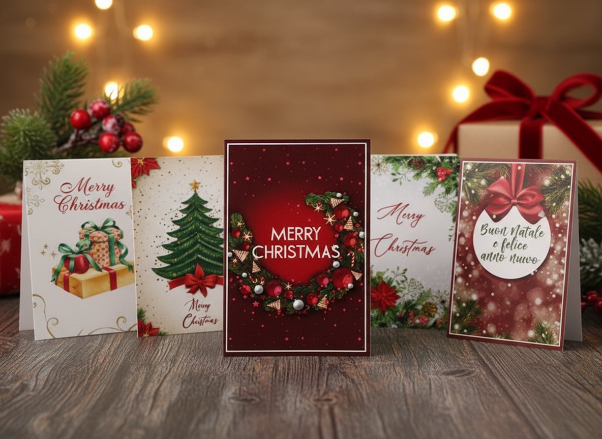 1Biglietto di Auguri Natalizio 3D 7x10,5 cm Cartolina di Natale  Modello casuale