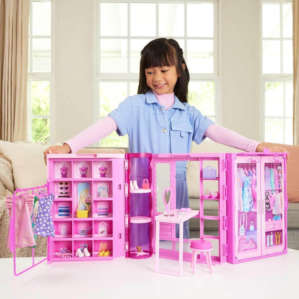 Mattel Barbie Armadio dei Sogni con Bambola Playset Closet 3 Vestiti & acc.