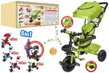Globo 05621 Triciclo Evolutivo 5 in 1 . Passeggino e Triciclo in Metallo verde