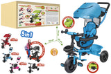 Globo 05620 Triciclo Evolutivo 5 in 1 . Passeggino e Triciclo in Metallo Azzurro