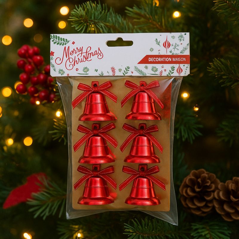 Campanellini in Plastica 3,5 cm  Set 6 Pezzi Colore a Scelta XM1434G/R/S