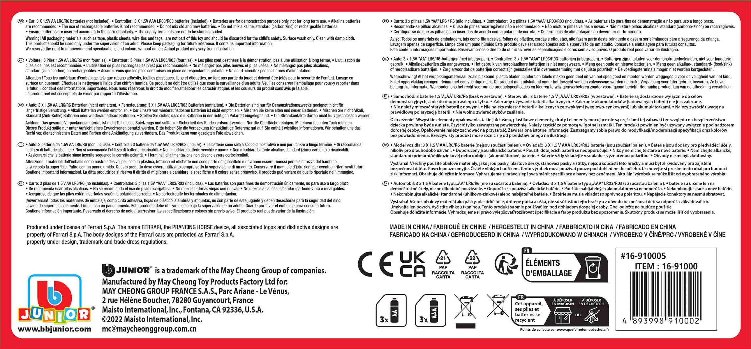 16-91002 Bburago Junior MY FIRST RC FERRARI  LaFerrari