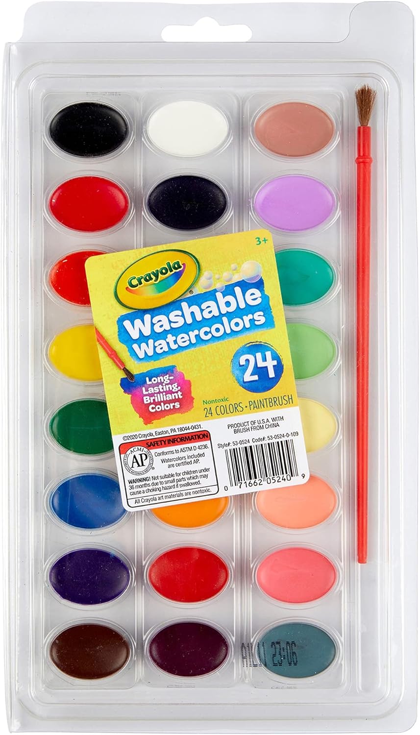 53-0524 CRAYOLA - I Lavabilissimi, Acquerelli Lavabili 24 colori