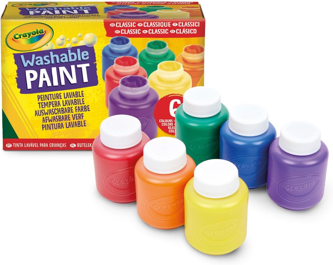 54-1204 CRAYOLA - Tempere Lavabili per Bambini, Confezione da 6 Barattolini