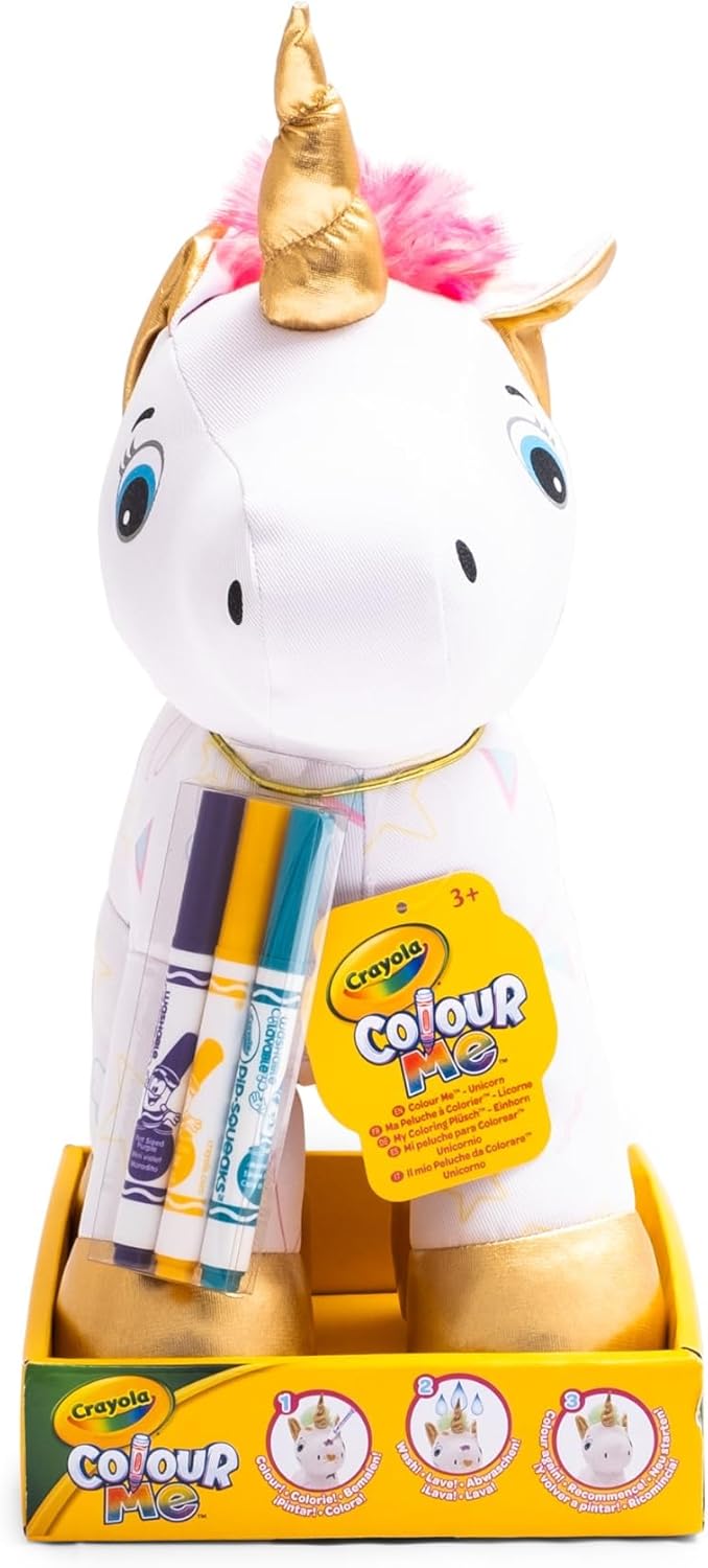 4026316 CRAYOLA Colour Me Plush, Peluche Colorabile con 3 Pennarelli