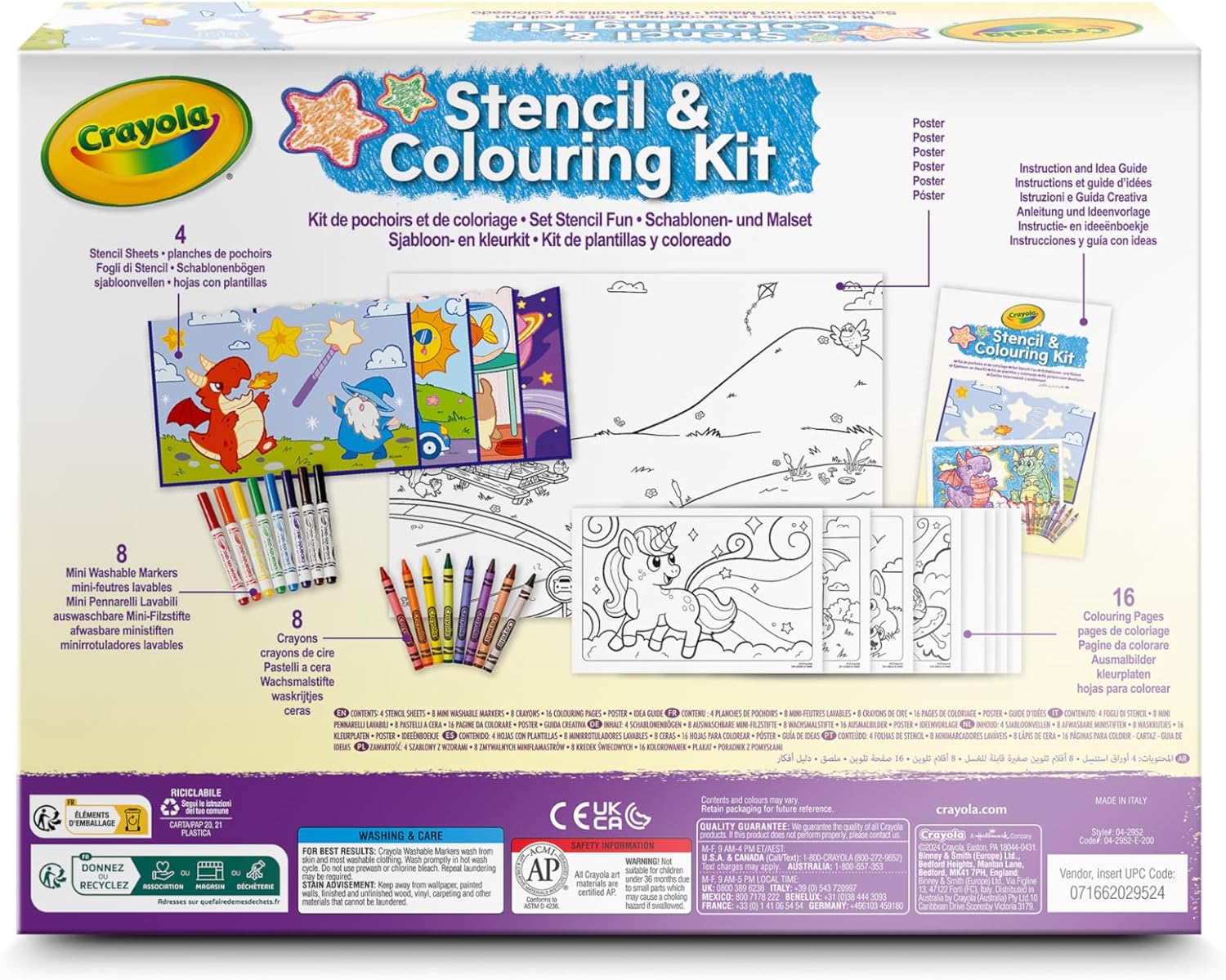 04-2952 CRAYOLA - Set di stencil divertente, 04-2952, multicolore