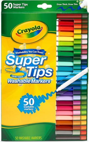 CRAYOLA Super Tips - Pennarelli Lavabili a Punta Media,  50 Pezzi