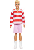 Mattel Barbie Fashionistas Ken #241  Bambola Ken Biondo con Polo a Righe Rosse