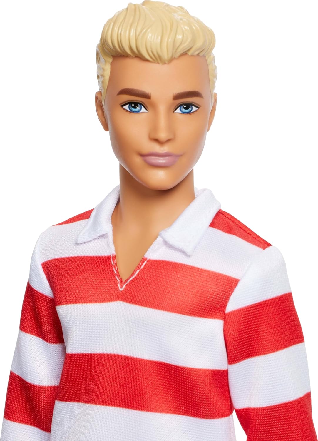 Mattel Barbie Fashionistas Ken #241  Bambola Ken Biondo con Polo a Righe Rosse