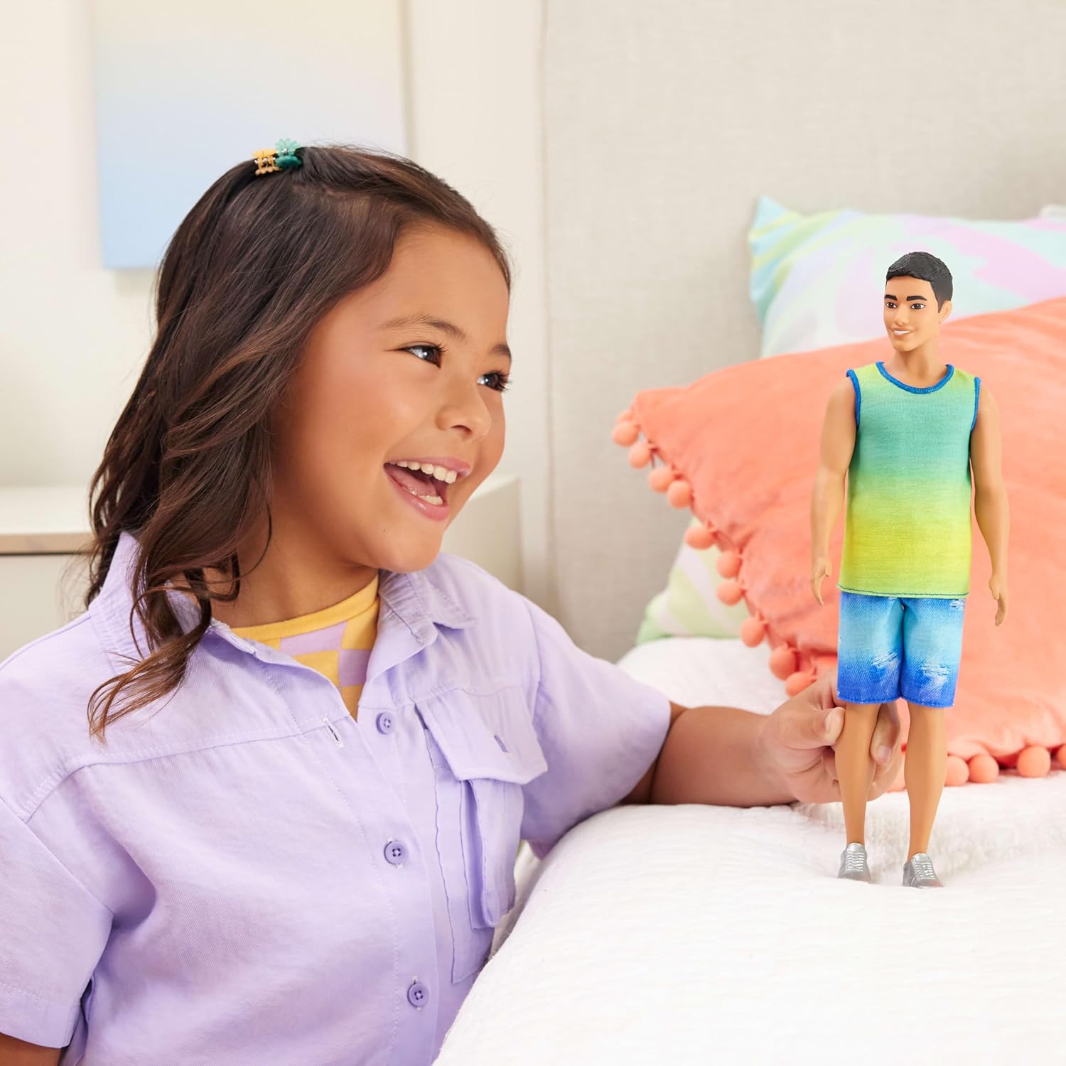 Mattel Barbie Fashionistas Ken #236  Bambola Ken con Capelli Neri, Canotta Blu